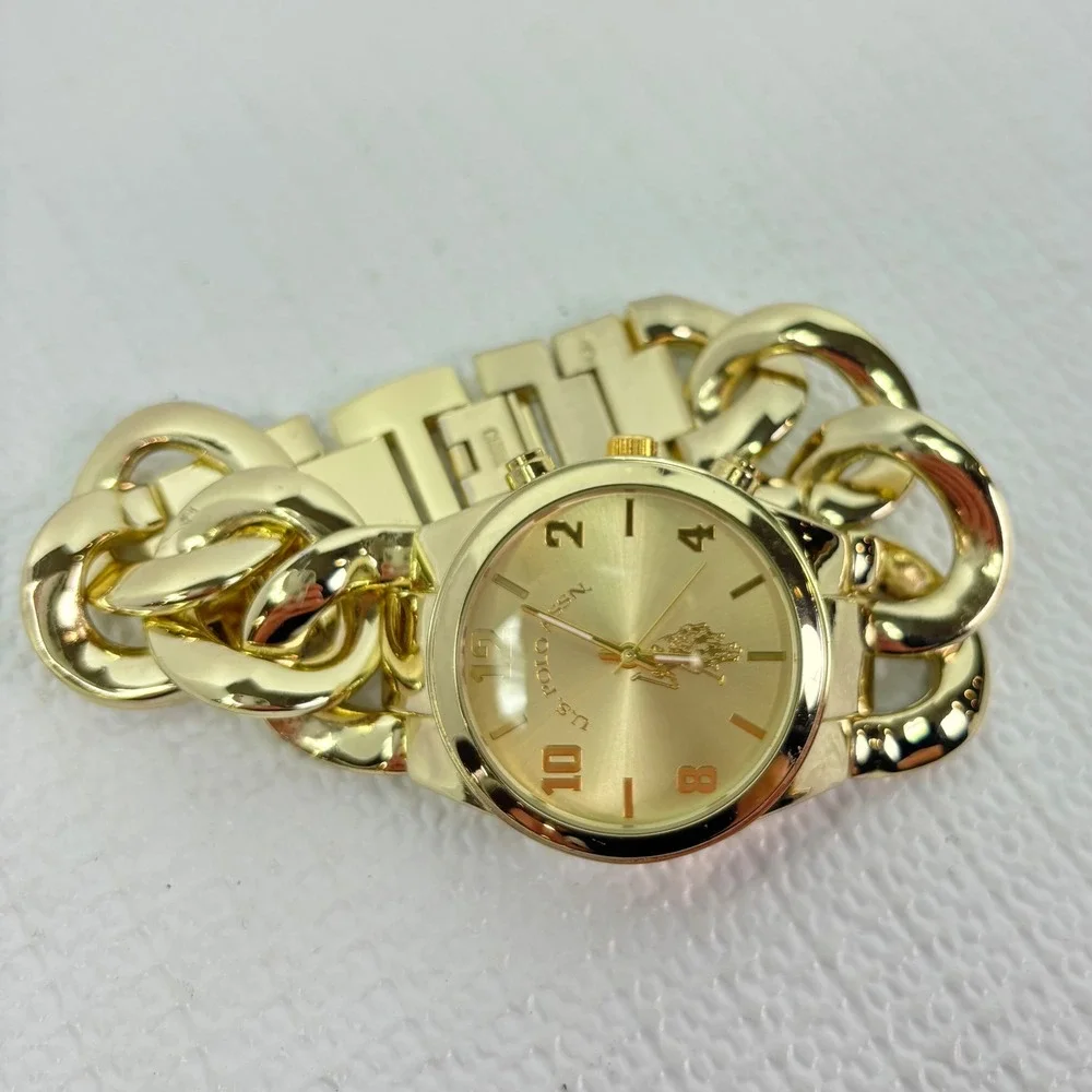 US Polo Association Gold Tone Watch Chunky Chain Women's USC40069‎ Elegant